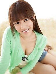 Sweet and innocent Japanese av idol Rina Rukawa takes all of her clothes off