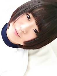 This cute Japanese girl needs help with her bouncing technique but keeps teasing us with her shorts!