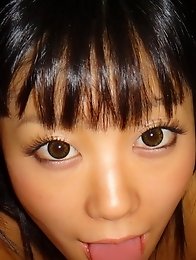 Beautiful and cute Japanese av idol Uta Kohaku gives blowjob with camera closeup