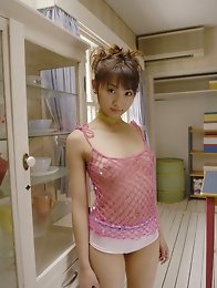 Adorable cutie Haruka Morimura shows off her naked plump tits