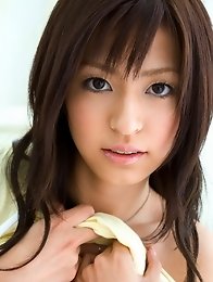Innocent and lovely Japanese av idol Misaki Mori strips naked in her house
