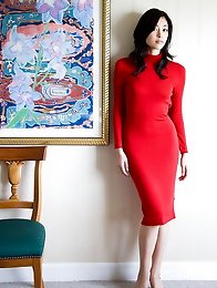 Noriko Aoyama Asian is a true diva in elegant satin dresses