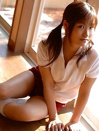 Japanese beauty teen Nao Ayukawa in red shorts