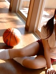 Japanese beauty teen Nao Ayukawa in red shorts