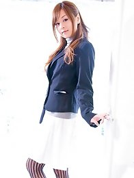 Beautiful Jun Natsukawa in a cute business suit and stockings