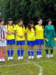 Horny babes playing sexy soccer