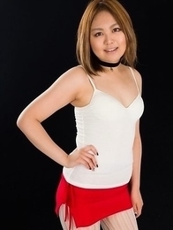 Stunning young girl Ayano Hidaka showing her feet in a white pantyhose