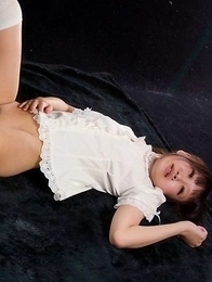 Hottie in white Karina Oshima gets her perfect thighs fucked hard on camera