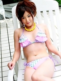 Hot Japanese brunette by the pool