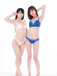 Lingerie-wearing hotties Sara Yurikawa and Yui Kasugano masturbate together