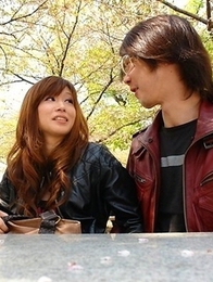 Mikoto tasting a stranger's cock