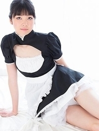 Long-legged maid Anna Matsuda showing her perfect legs in multiple positions