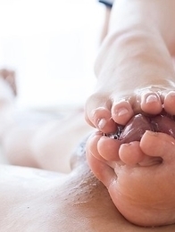 Yuka Shirayuki using her soft and big soles to make him explode all over them