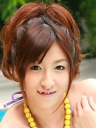 Hot Japanese brunette by the pool