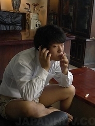 Busty Yui Hatano sucks big cock and balls