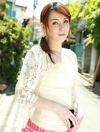 Asian Chika Sasaki in pink and yellow outfit