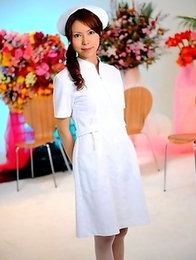 Horny nurse Rino Asuka teases on tv