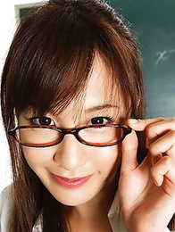 Elegant Japanese Kotomi Nagisa is posing as a lusty teacher
