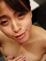 Mao Haneda teases her brown nipples and sensitive clit with toy