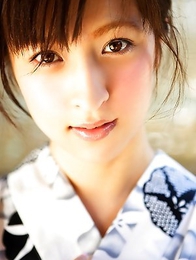 Kasumi Nakane with sexy legs shows hot cleavage outdoor