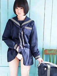 Minori lips touch the firm tip and she gets ready to...