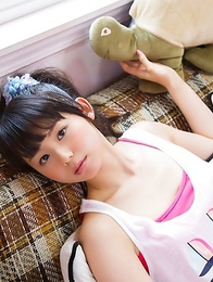Rina Koike in socks and colorful bath suit is so playful