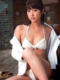 Mina Asakura in stockings takes shirt off and shows tits