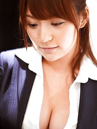 Meguru kosaka in tight skirt shows her huge knockers in white bra