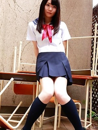 Sayaka Otonashi in school uniform is not in mood for class