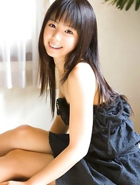 Rina Koike with sexy legs under black dress is romantic