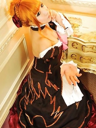 Saku is the most amazing blonde in epoque dress and room
