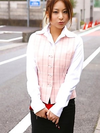 Mika Inagaki in uniform is naughty on her way back home