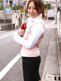 Mika Inagaki in uniform is naughty on her way back home