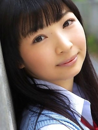 Kotone Moriyama in uniform bends and shows ass on street