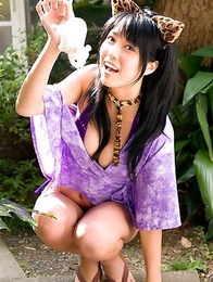 Sexy asian kitten Mizuho Hata looks incredible in her skin tight leather