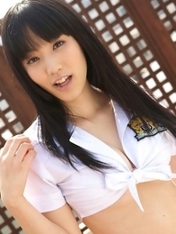 Yuri Hamada shows hot cleavage and hot ass under skirt