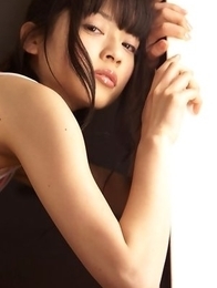 Hot Japanese Yuuri Shiina in pink thong and see through corset is spicy