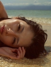 Neo babe with hot curves comes from water like a goddess