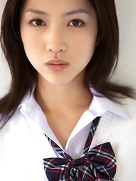 Azusa Togashi undresses uniform to show behind in panty