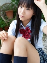Miho Morita in school uniform loves flowers and fresh air