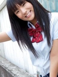 Miho Morita in school uniform loves flowers and fresh air