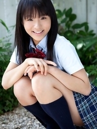 Miho Morita in school uniform loves flowers and fresh air