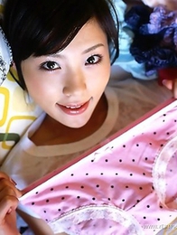 Petite Asian Rin Sakuragi demonstrates her hairy snatch